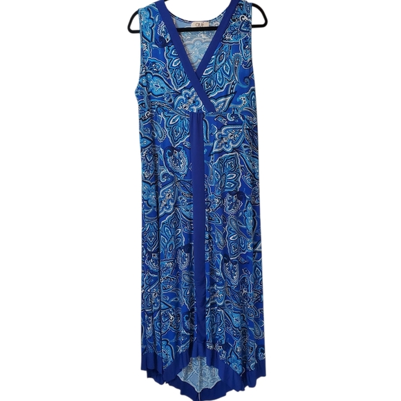 🍁Red Long Sleeve Dress and Blue Paisley Sleeveless Dress Size 2X - Picture 4 of 8